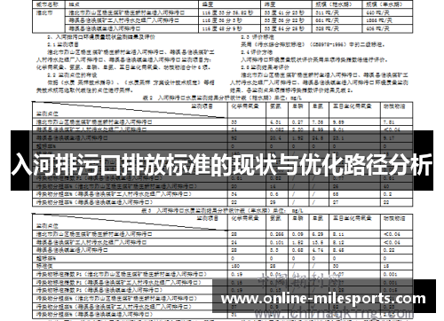 入河排污口排放标准的现状与优化路径分析